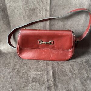 Etienne Aigner Vintage Oxblood Red Leather Horsebit Shoulder Bag Brass Hardware